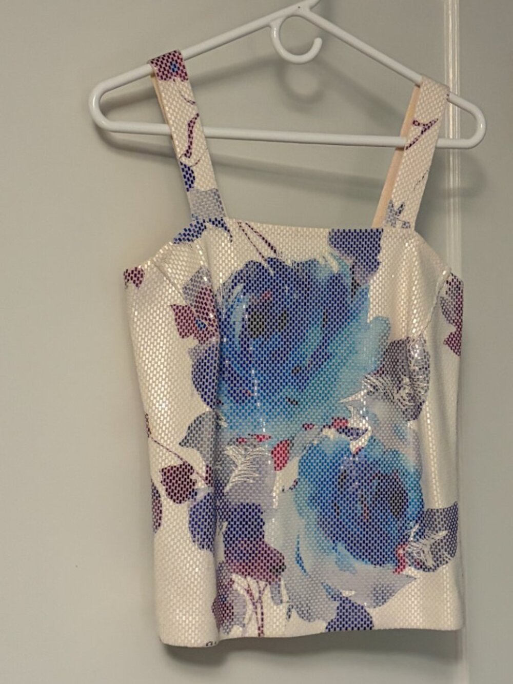 St. John fully embellished floral print blouse size medium designer luxury party - Picture 2 of 9